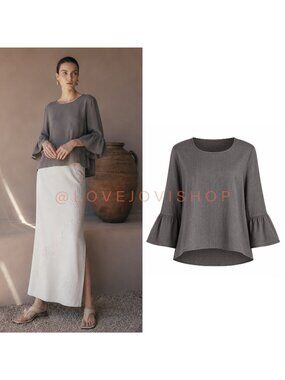 Resort | Bryn Walker Linen Ruffle 3/4 Sleeve Top | Color Easel | Fran Light S